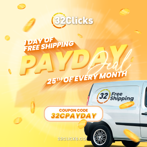 32Clicks' PayDay Deal: Free Shipping on All Orders!